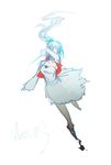  bare_legs boots breasts character_name fujimori_(red1992) full_body holding holding_sword holding_weapon left-handed long_hair medium_breasts myrtenaster one_eye_covered ponytail rwby sketch slashing solo sword tiara weapon weiss_schnee white_background white_hair 
