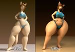  2016 3d_(artwork) abigail_roo anthro anthroanim big_butt brown_hair butt clothing digital_media_(artwork) female hair huge_butt kangaroo looking_at_viewer mammal marsupial open_mouth pose simple_background smile solo wide_hips 