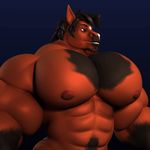  2016 3d_(artwork) animated anthro anthroanim black_hair breathing digital_media_(artwork) equine front_view fur hair horse male mammal nipples pose simple_background smile solo standing teeth 