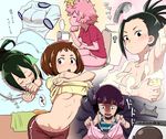  ashido_mina asui_tsuyu bathing black_eyes black_hair blush boku_no_hero_academia bra breast_conscious breasts brown_eyes brown_hair closed_eyes convenient_censoring cropped green_hair hagakure_tooru horns invisible jirou_kyouka laundry long_hair looking_at_viewer medium_breasts multiple_girls navel panties panty_peek pillow pink_hair pink_skin purple_hair shirt_lift short_hair shower_head sleeping soap_bubbles soap_censor sponge sports_bra sweatdrop text_focus tied_hair toilet toilet_paper toilet_use uchuu_ika under_covers underboob underwear undressing uraraka_ochako washing_machine yaoyorozu_momo 