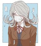  danganronpa danganronpa_3 hair_over_one_eye kibougamine_gakuen_school_uniform kimura_seiko mask purple_eyes school_uniform silver_hair solo surgical_mask 