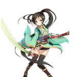  black_legwear bloodline dawn_(bloodline) holding holding_sword holding_weapon long_hair non-web_source samurai sheath solo standing sword transparent_background twintails very_long_hair weapon 