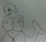  2016 anthro big_breasts breasts female fin fish huge_breasts letfurry1t looking_at_viewer marine nipples nude pussy shark simple_background slightly_chubby smile solo standing tongue tongue_out voluptuous zabrina 