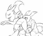  2016 ambiguous_gender anal animated anthro clothing dacad digimon duo elbow_gloves gloves guilmon nude oral renamon rimming scalie sex sketch 