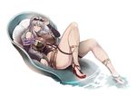  alternate_costume bare_shoulders breasts eyewear_on_head granblue_fantasy high_heels huge_breasts leg_up legs long_legs magisa_(granblue_fantasy) sian smile solo sunglasses swimsuit thighs 