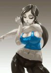 bare_body big_breasts black_hair breasts clothed clothing female hair human humanoid mammal muscular nintendo not_furry partially_clothed romehamu side_boob stretching video_games white_eyes wii_fit wii_fit_trainer 