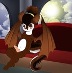  animal_genitalia anthro barefoot bat bedroom big_ears cub cute_fangs dragon erection genital_slit glans hybrid long_tail looking_at_viewer male mammal membranous_wings navel nude penis pinup pose reclining sitting slit solo spread_wings v-d-k wings young 