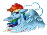  blue_feathers blue_fur crazyaniknowit equine eyelashes feathered_wings feathers female feral friendship_is_magic fur hair hi_res mammal multicolored_hair my_little_pony pegasus pink_eyes rainbow_dash_(mlp) rainbow_hair simple_background solo wings 