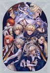  6+girls aqua_(fire_emblem_if) armor blonde_hair blue_hair bow breasts bridal_gauntlets brother_and_sister brothers brown_eyes camilla_(fire_emblem_if) circlet cleavage cleavage_cutout detached_sleeves drill_hair dual_persona elise_(fire_emblem_if) family female_my_unit_(fire_emblem_if) fire_emblem fire_emblem_if flower hair_bow hair_flower hair_ornament hairband hinoka_(fire_emblem_if) holding holding_sword holding_weapon japanese_armor large_breasts leon_(fire_emblem_if) male_my_unit_(fire_emblem_if) marks_(fire_emblem_if) medium_breasts multiple_boys multiple_girls my_unit_(fire_emblem_if) pointy_ears purple_hair red_eyes red_hair ryouma_(fire_emblem_if) sakura_(fire_emblem_if) short_hair siblings silver_hair sisters smile sword takumi_(fire_emblem_if) twin_drills weapon yume_ou 