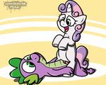  2016 animal_genitalia cub digital_media_(artwork) dragon duo equine erection female feral friendship_is_magic fur green_eyes hair horn horse male mammal my_little_pony penis pokefound pony scalie sex simple_background smile solo spike_(mlp) sweetie_belle_(mlp) unicorn young 