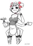  1girl apron breasts choker extra_arms extra_eyes fangs maid maid_headdress muffet spider_girl teapot thighhighs undertale 