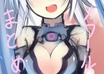  1girl alternate_breast_size bare_shoulders black_heart blush breasts choujigen_game_neptune cleavage gloves long_hair looking_at_viewer neptune_(series) noire padocchi_(kurokitsune) sketch smile solo twintails white_hair 