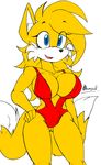  2016 akatsukishiranui-fox anthro big_breasts breasts canine cleavage clothed clothing crossgender female fox mammal miles_prower smile solo sonic_(series) swimsuit 