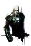 armor bald dc_comics gloves green_eyes highres lex_luthor male_focus naratani simple_background solo superman_(series) upper_body white_background 
