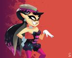  breasts brokenlynx21 callie_(splatoon) cleavage clothed clothing ear_piercing female gloves humanoid inkling nintendo orange_eyes piercing pointy_ears splatoon video_games wide_hips 