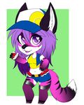  &lt;3 &lt;3_eyes anthro canine chibi clothed clothing fangs female fox hat kammymau looking_at_viewer mammal nintendo open_jacket open_mouth pok&eacute;ball pok&eacute;mon selene_(boha) simple_background smile solo standing teeth tongue video_games 