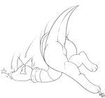 anus armless ass_up clothed clothing female kingbeast monochrome monster_kid paws pussy scalie simple_background star tears undertale upskirt video_games white_background wide_eyed 