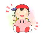  2boys baseball_cap black_eyes black_hair crossover kasugai_(de-tteiu) kirby kirby_(series) mother_(game) mother_2 multiple_boys ness nintendo short_hair super_smash_bros. 