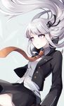  bad_id bad_pixiv_id braid danganronpa danganronpa_1 jacket kirigiri_kyouko kobeni long_hair purple_eyes silver_hair solo 