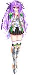  amasaka_takashi armor elbow_gloves full_body gloves highres long_hair looking_at_viewer mirufina_sol_ereanoruto official_art pleated_skirt purple_eyes purple_hair ribbon skirt smile solo thighhighs transparent_background unionism_quartet very_long_hair zettai_ryouiki 