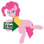  2016 absurd_res alpha_channel blue_eyes clothed clothing cutie_mark earth_pony english_text equine female feral friendship_is_magic fur hair hi_res horse looking_at_viewer mammal my_little_pony pink_fur pink_hair pinkie_pie_(mlp) pony pussy sign simple_background solo text transparent_background zajice zippysqrl 