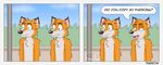  anthro canine comic duo english_text fox humor joke mammal mrfarrow outside sky text 