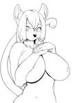  anthro big_breasts breasts feline female looking_at_viewer mammal nipples simple_background sindoll solo white_background 