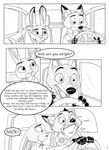  2016 anthro canine clothed clothing comic dialogue disney english_text female fox fur hi_res jman0525 judy_hopps ktrk5 lagomorph light mammal monochrome nick_wilde rabbit solo text zootopia 