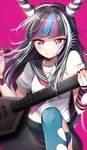  bad_id bad_pixiv_id black_hair danganronpa ear_piercing kobeni lip_piercing long_hair mioda_ibuki multicolored_hair piercing pink_eyes school_uniform smile solo super_danganronpa_2 