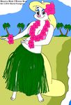  animaniacs areola beach breasts cleavage clothed clothing david_frangioso female flower grass_skirt hula hula_dancer lei mammal minerva_mink mink mustelid nipples palm_tree plant sand seaside topless tree 