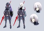  armor berserker_(fate/zero) berserker_(fate/zero)_(cosplay) bodysuit character_sheet cosplay dark_persona fate/grand_order fate/zero fate_(series) full_body hair_over_one_eye mash_kyrielight ogawa_shou polearm spear weapon white_hair yellow_eyes 