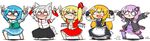  &gt;_&lt; :3 :d \m/ animal_ears apron arms_up bad_id bad_pixiv_id black_gloves blush bow braid bridal_gauntlets chibi closed_eyes commentary_request crossover crystal detached_sleeves dress embarrassed fang fingerless_gloves flandre_scarlet full-face_blush full_body gloves hair_bow hair_ornament hair_ribbon hair_tubes inubashiri_momiji juliet_sleeves katsumi5o kirisame_marisa long_hair long_sleeves looking_at_viewer multiple_girls o_o open_mouth pose puffy_sleeves red_ribbon ribbon shaded_face short_hair short_sleeves side_braid side_ponytail single_braid skirt smile sweat tail tatara_kogasa touhou triangle_mouth v-shaped_eyebrows vocaloid voiceroid waist_apron white_bow wide_sleeves wings wolf_ears wolf_tail wrist_cuffs x3 yuzuki_yukari 