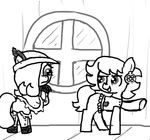  clothing ear_piercing earth_pony emerald_jewel(colt_quest) equine fan_character feathers female ficficponyfic hat horse male mammal my_little_pony piercing pony ruby_rouge(colt_quest) window 