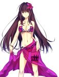  bare_shoulders bikini breasts fate/grand_order fate_(series) highres large_breasts navel ouhina purple_hair red_eyes scathach_(fate)_(all) scathach_(swimsuit_assassin)_(fate) solo swimsuit 