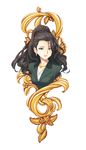  business_suit earrings executive_mishiro flower formal green_eyes hair_pulled_back idolmaster idolmaster_cinderella_girls jewelry kazuma_muramasa leaf long_hair parted_lips solo suit upper_body 