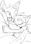  bed big_breasts bigdad breast_pillow breasts canine chiropteran female fox hair hair_over_eye male mammal miles_prower monochrome rouge_the_bat sleeping sonic_(series) 