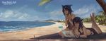  bikini black_hair blue_eyes brown_hair catgirl headphones long_hair short_hair swimsuit warmhouse 