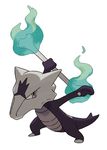  alolan_form alolan_marowak bone commentary fire flame highres holding holding_bone looking_at_viewer marowak no_humans official_art pokemon pokemon_(creature) solo 