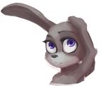  bust_portrait disney dotkwa female hand_on_head judy_hopps lagomorph looking_at_viewer mammal painting portrait purple_eyes rabbit simple_background solo zootopia 