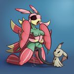  alorix arthropod breasts eye_patch eyewear female insect lurantis mantis mimikyu nintendo orgasm pok&eacute;mon pussy pussy_juice simple_background video_games yin-lee 