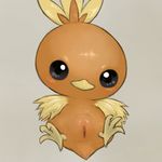  avian beak feathers female feral looking_at_viewer nintendo nude pok&eacute;mon pussy sitting solo spread_legs spreading talons torchic video_games yellow_feathers youjomodoki 