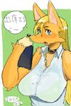  anthro big_breasts breasts canine female huge_breasts kemono mammal simple_background solo toco_(artist) 