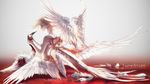  1girl angel bird blonde_hair closed_eyes commentary nude original solo swan watermark web_address wenqing_yan wings 