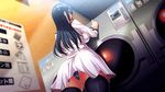  animated ass bra breasts censored kanzen_jikan_teishi_muriyari_jikan_o_todomerareta_sekai_de_hamerareru_ laundromat long_hair onna_tachi panties public sweat thick_thighs thighhighs time_stop 