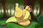  2016 animal_genitalia blush cloaca dragonite female feral gillpanda masturbation nintendo pok&eacute;mon pussy_juice raised_leg saliva slightly_chubby solo sweat tongue video_games 