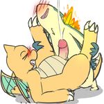  anal anthro blush claws cum dragon dragonite duo erection fire humanoid_penis male male/male mammal neko3240 nintendo nude open_mouth orange_skin penetration penis pok&eacute;mon scalie sex simple_background typhlosion video_games wings 