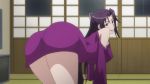  animated animated_gif ass ass_shake bent_over black_hair breasts dress hips huge_ass kazehana large_breasts long_hair looking_at_viewer looking_back purple_dress sekirei thick_thighs thighs wide_hips 