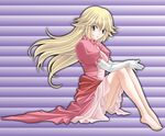  barefoot blonde_hair dress elbow_gloves feet gloves green_eyes long_hair mario_(series) pink_dress princess_peach sitting solo super_mario_bros. tamamon 