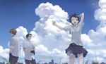  2boys baseball baseball_mitt cloud day glasses highres konno_makoto mamiya_chiaki multiple_boys school_uniform sky toki_wo_kakeru_shoujo tsuda_kousuke yoshizuki_kumichi 