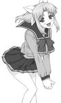  greyscale highres long_hair miyauchi_lemmy monochrome ribbon school_uniform shichimenchou solo to_heart 